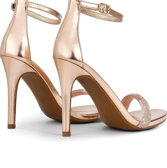 DREAM PAIRS Open Toe High Heels Stiletto Heeled Size 7 Champagne-rhinestone - Picture 3 of 8